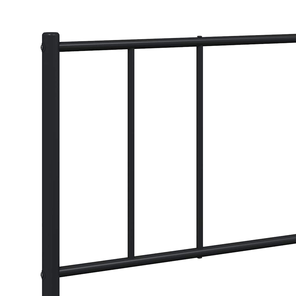 Metal Bed Frame without Mattress with Headboard Black 183x213cm
