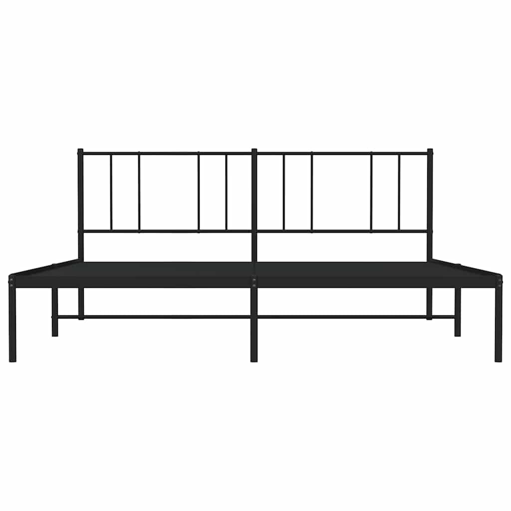 Metal Bed Frame without Mattress with Headboard Black 193x203cm