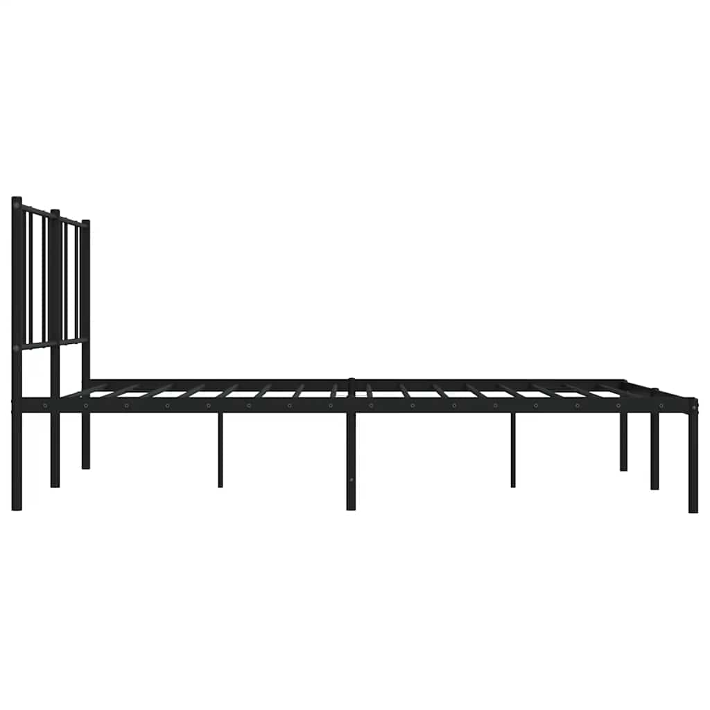 Metal Bed Frame without Mattress with Headboard Black 193x203cm