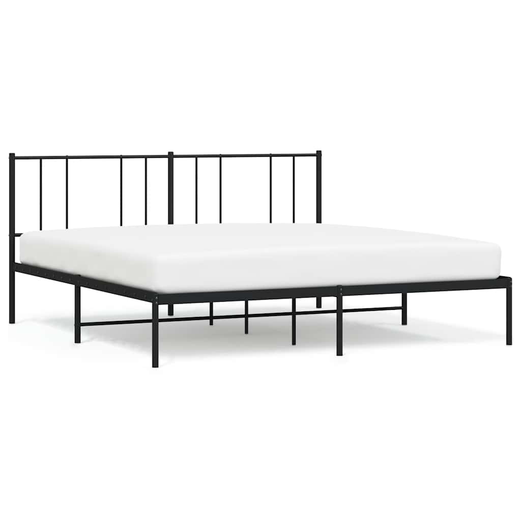 Metal Bed Frame without Mattress with Headboard Black 200x200cm