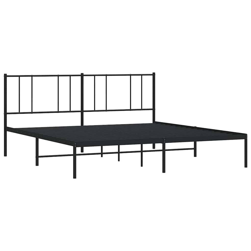 Metal Bed Frame without Mattress with Headboard Black 200x200cm