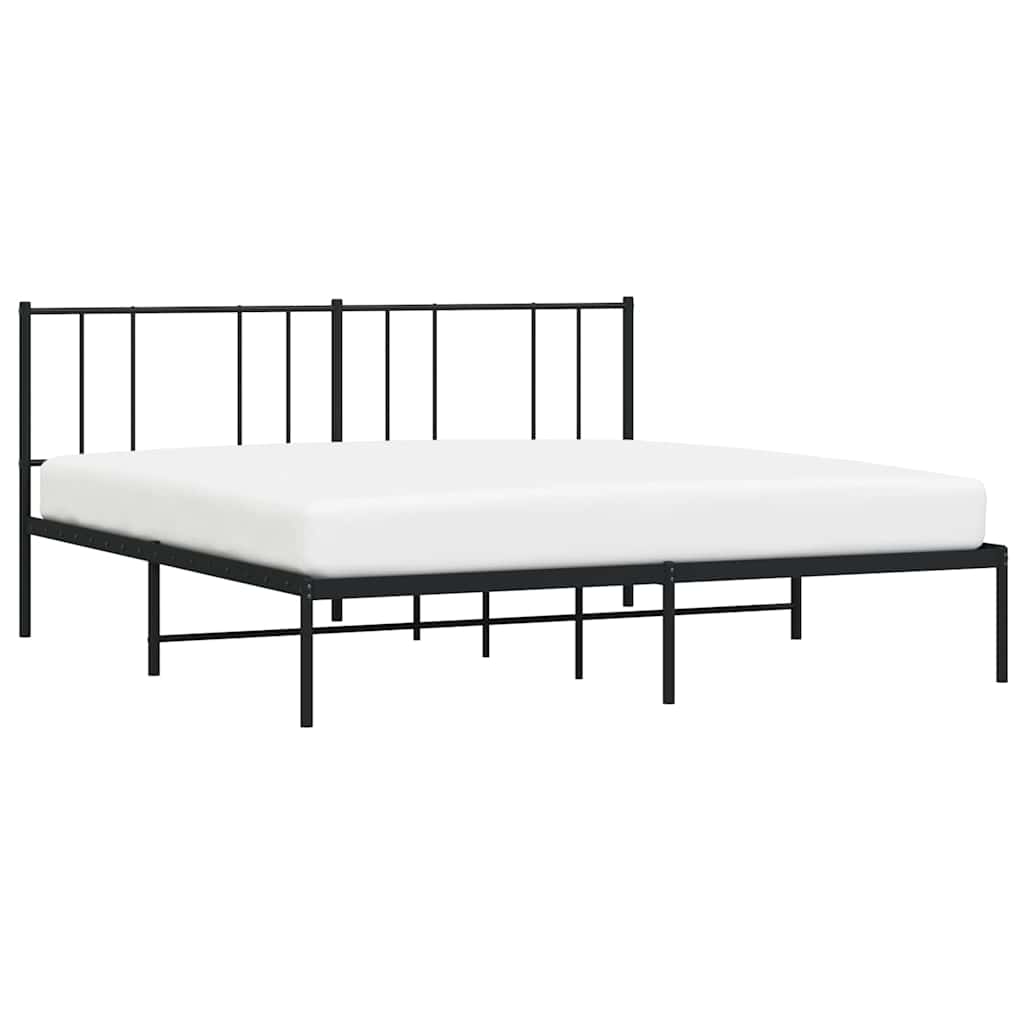Metal Bed Frame without Mattress with Headboard Black 200x200cm