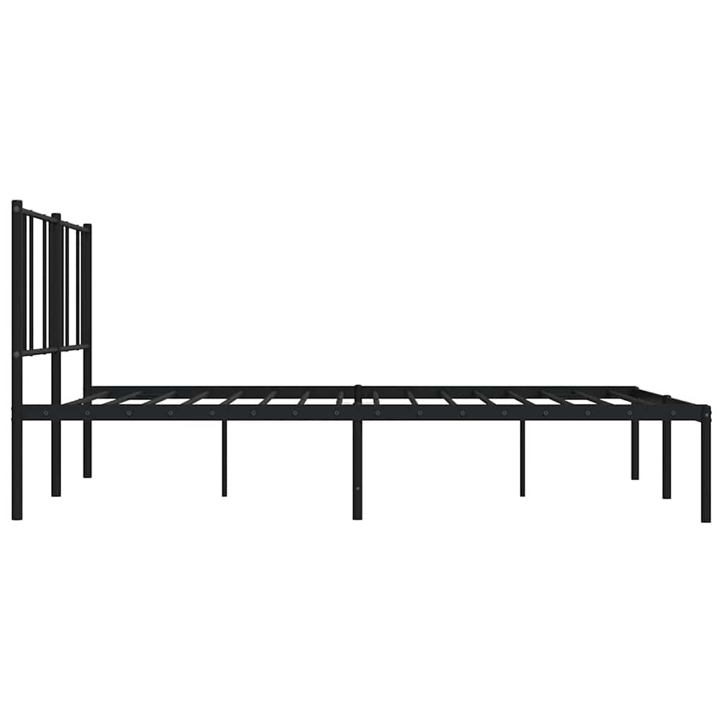 Metal Bed Frame without Mattress with Headboard Black 200x200cm