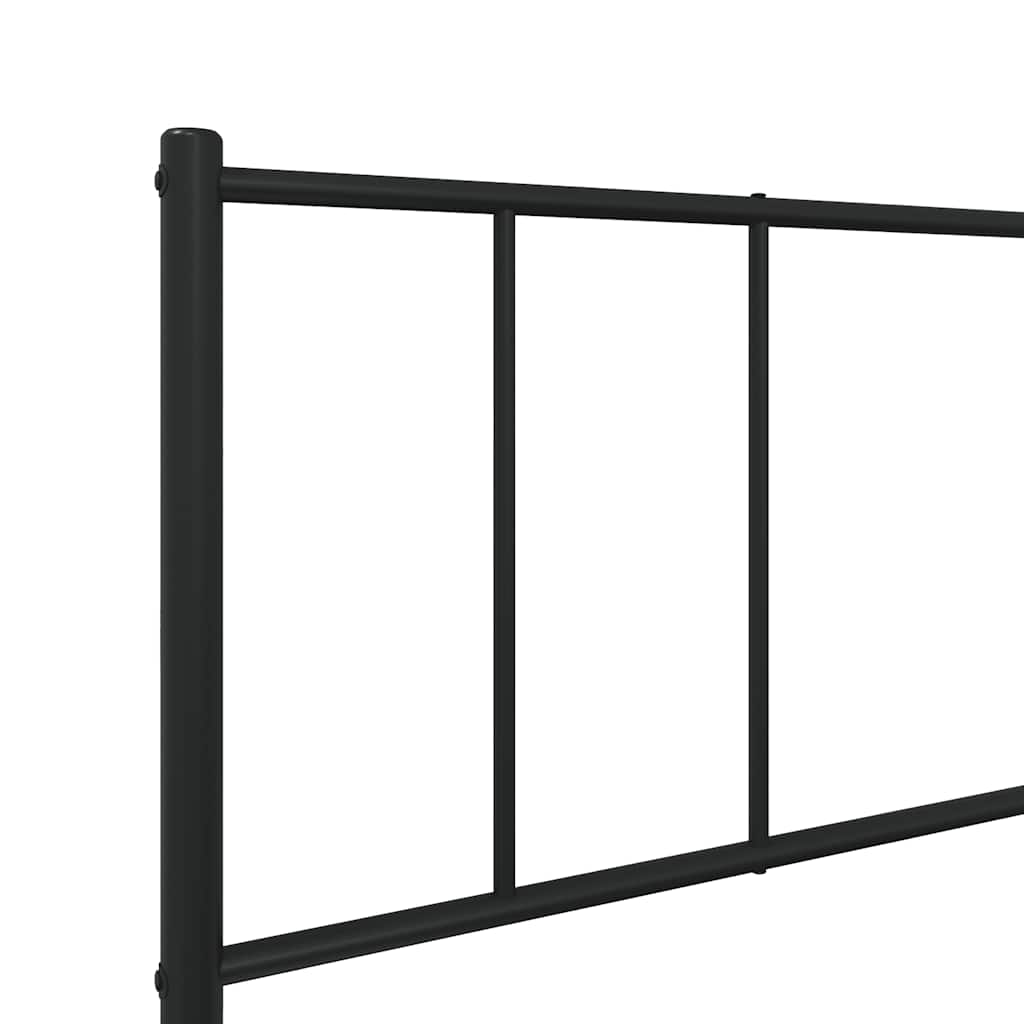 Metal Bed Frame without Mattress with Footboard Black 75x190cm