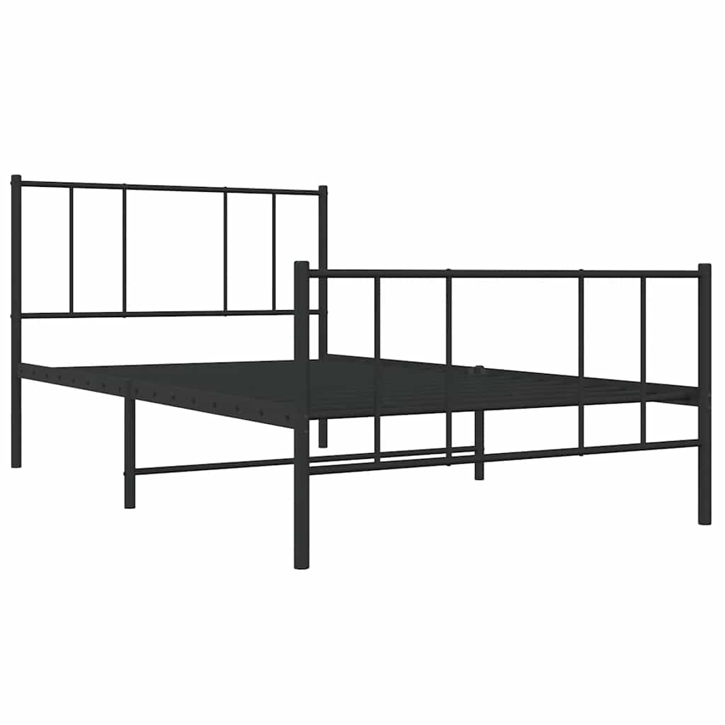 Metal Bed Frame without Mattress with Footboard Black 80x200cm