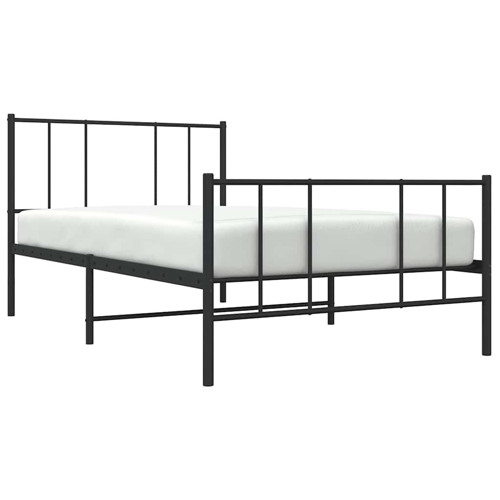 Metal Bed Frame without Mattress with Footboard Black 80x200cm