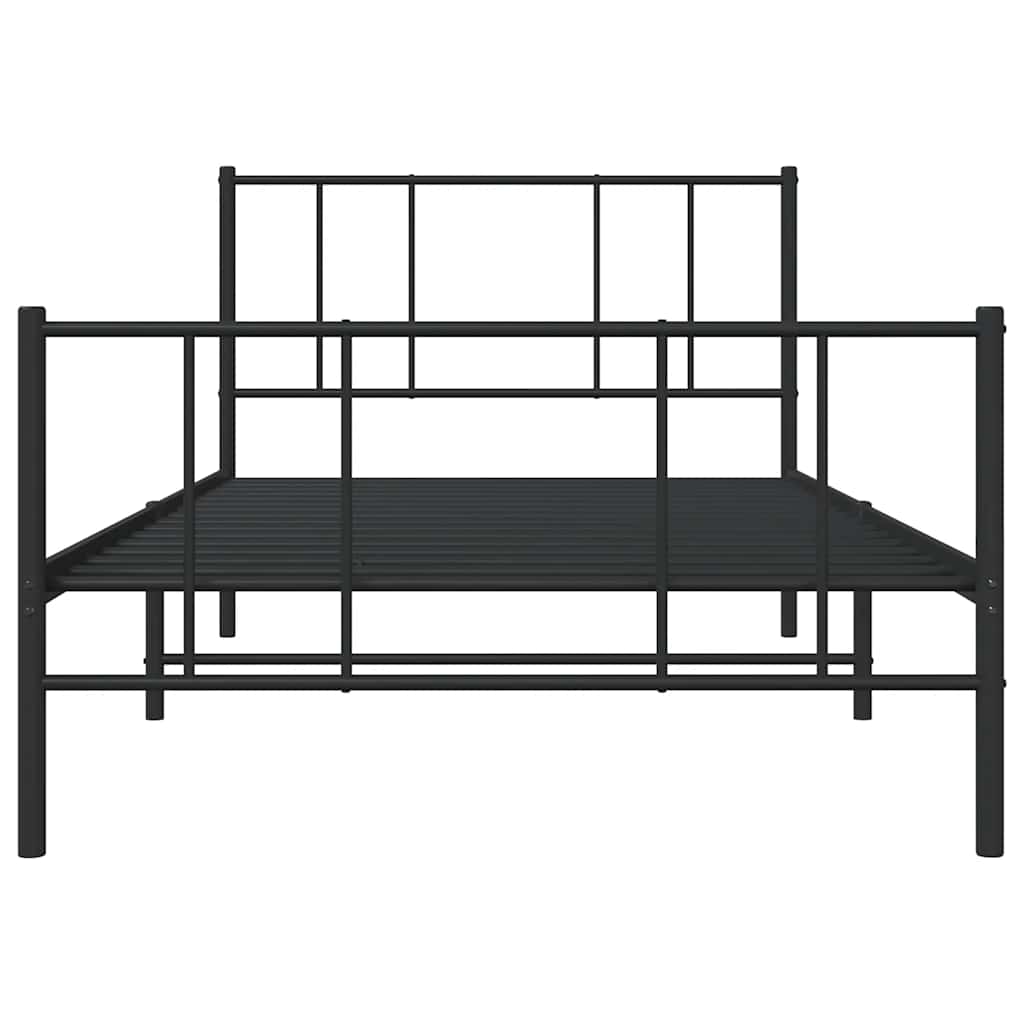Metal Bed Frame without Mattress with Footboard Black 80x200cm