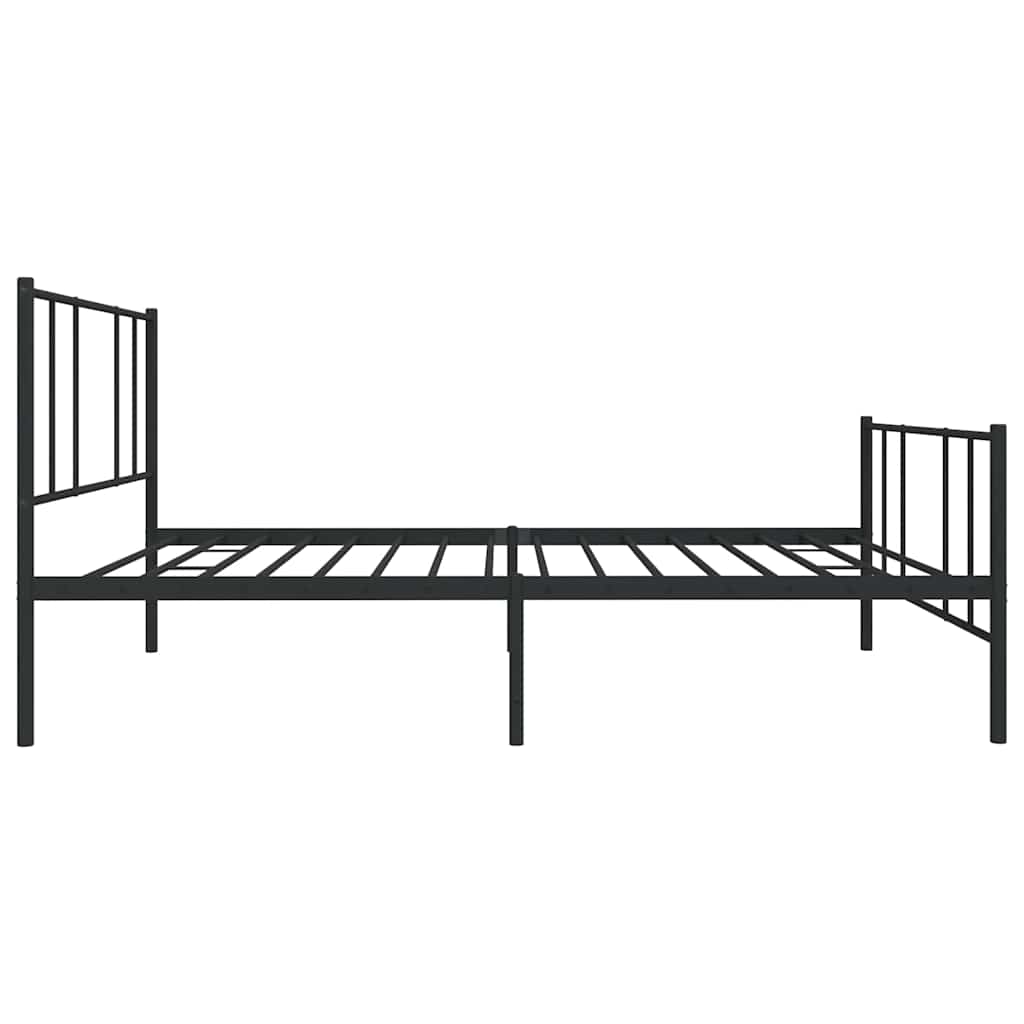 Metal Bed Frame without Mattress with Footboard Black 80x200cm