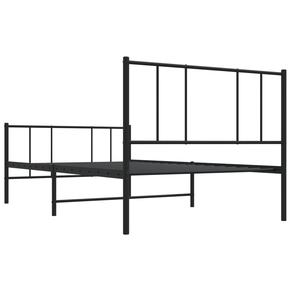 Metal Bed Frame without Mattress with Footboard Black 80x200cm