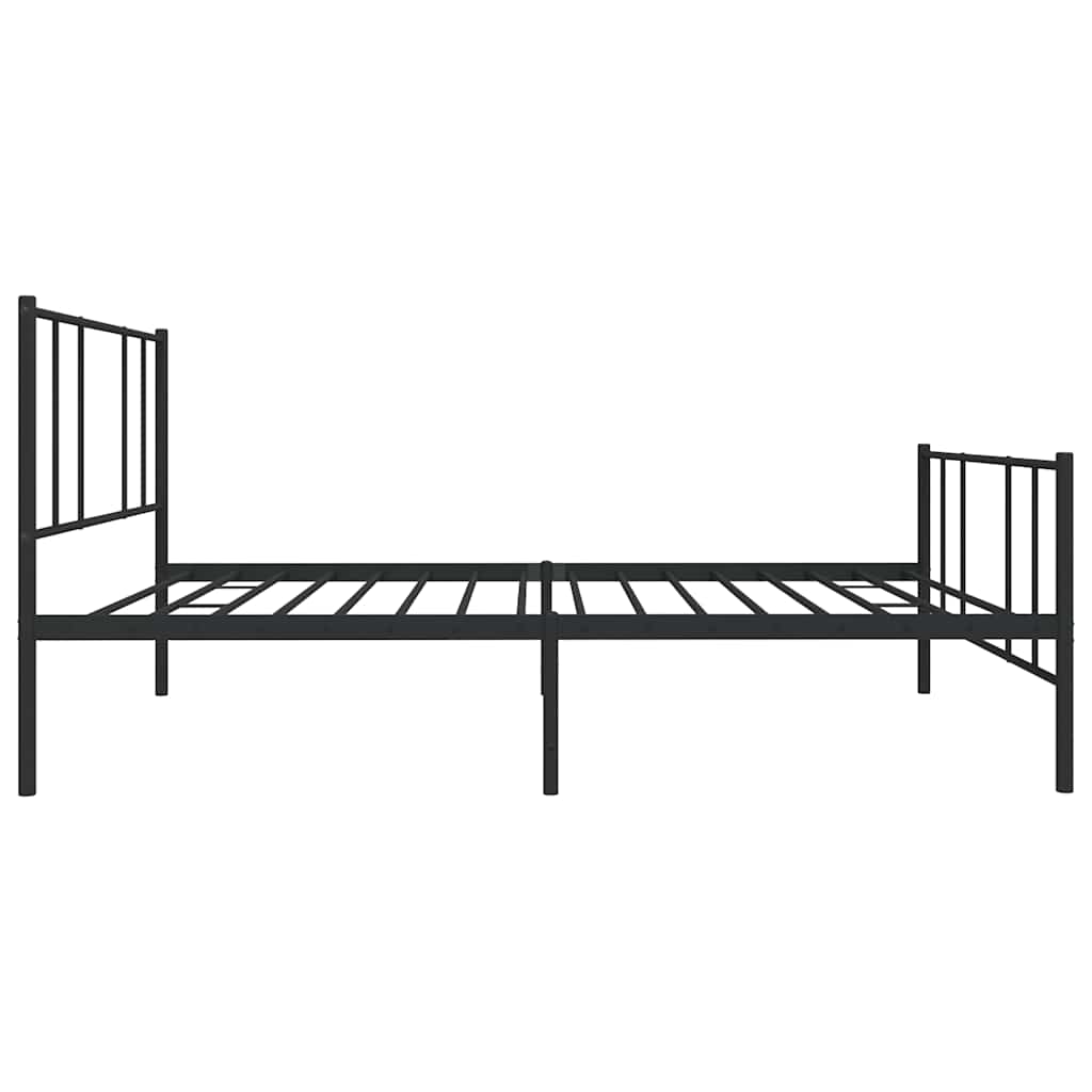 Metal Bed Frame without Mattress with Footboard Black 90x190cm
