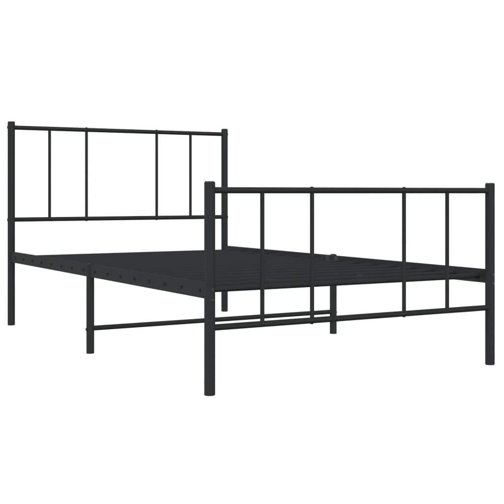 Metal Bed Frame without Mattress with Footboard Black 90x200cm