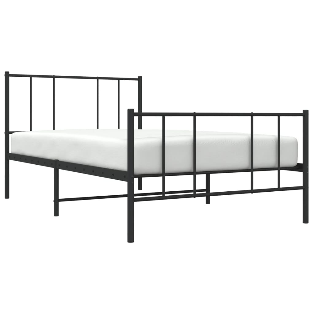 Metal Bed Frame without Mattress with Footboard Black 90x200cm
