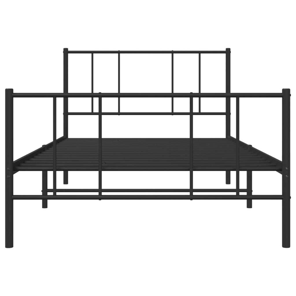Metal Bed Frame without Mattress with Footboard Black 90x200cm