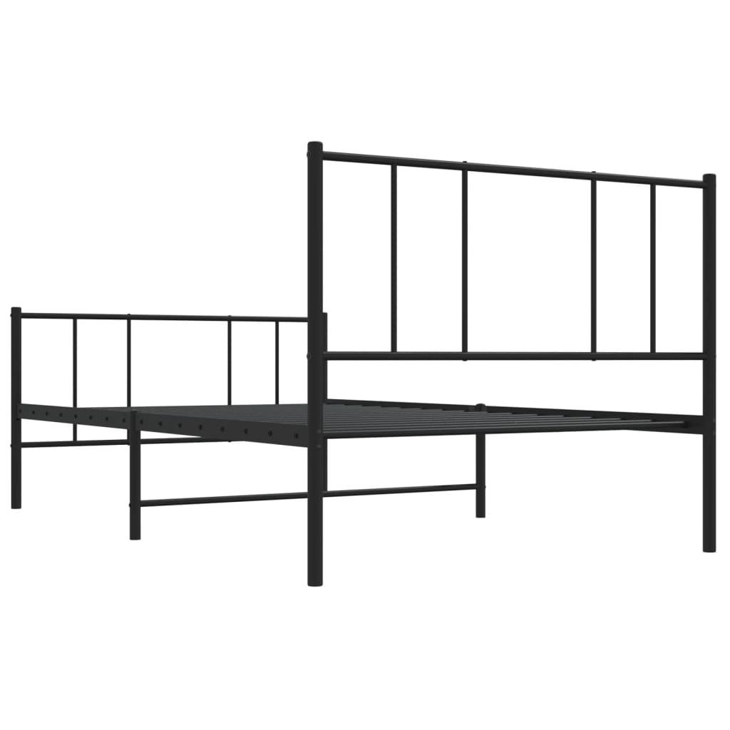 Metal Bed Frame without Mattress with Footboard Black 90x200cm