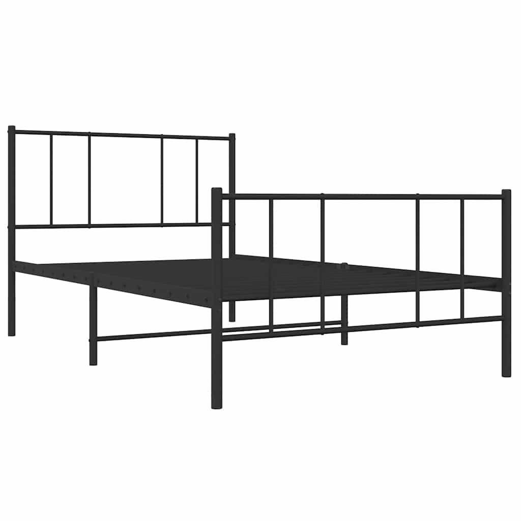 Metal Bed Frame without Mattress with Footboard Black 100x190cm