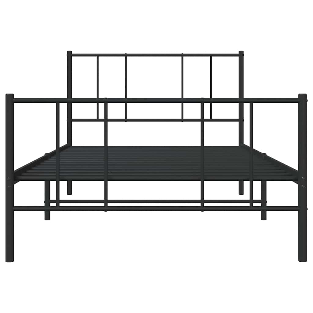 Metal Bed Frame without Mattress with Footboard Black 100x190cm