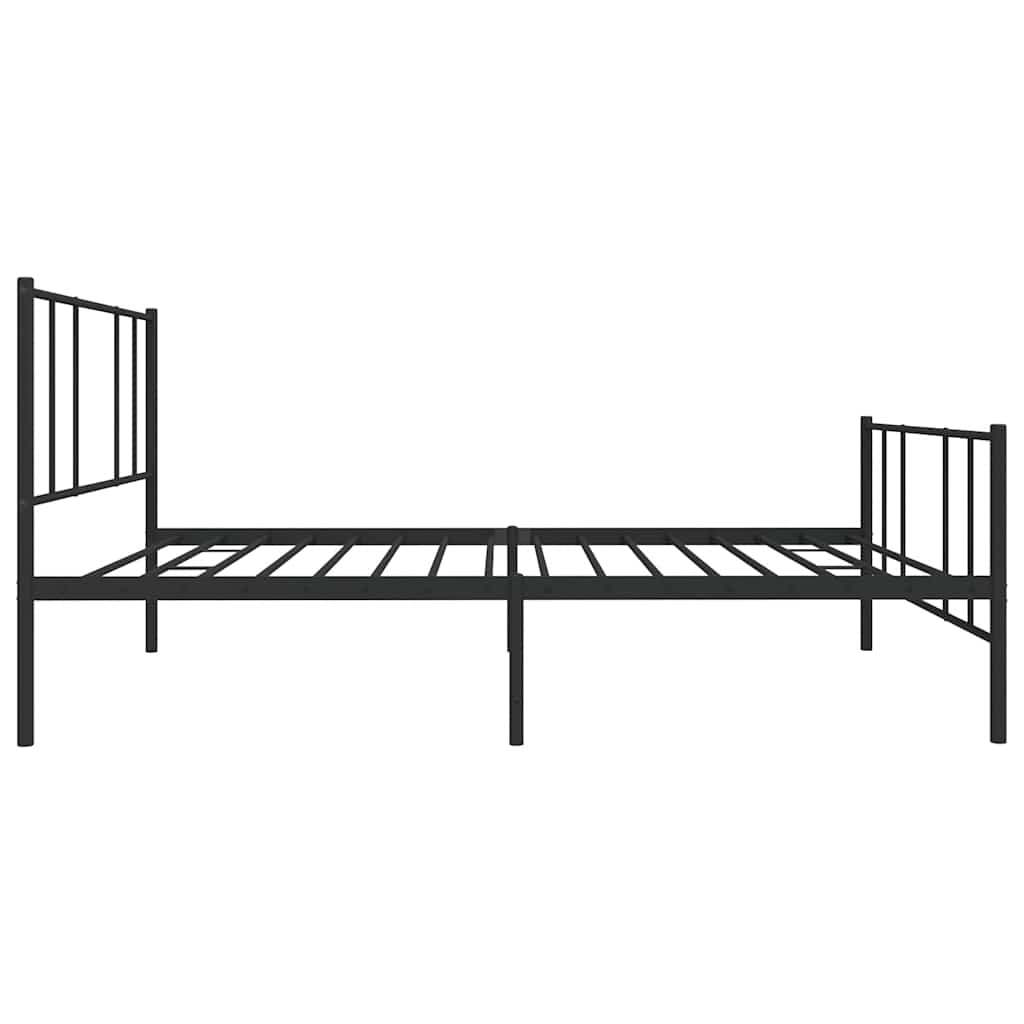 Metal Bed Frame without Mattress with Footboard Black 100x190cm