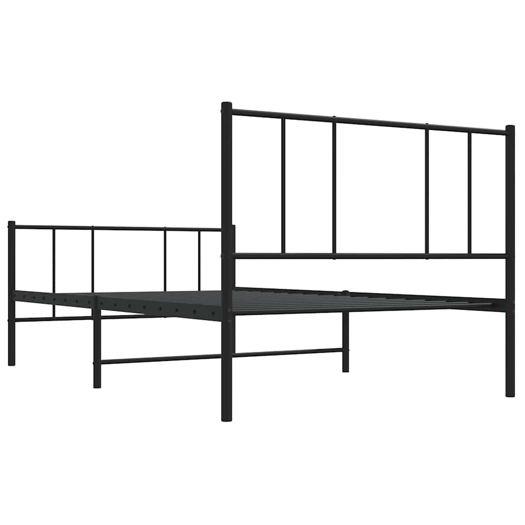 Metal Bed Frame without Mattress with Footboard Black 100x190cm