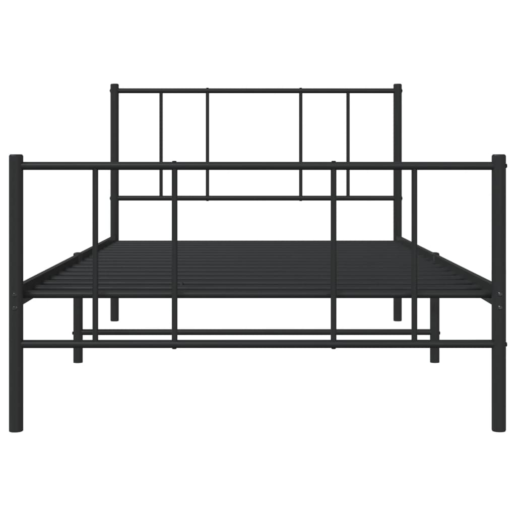 Metal Bed Frame without Mattress with Footboard Black 107x203cm