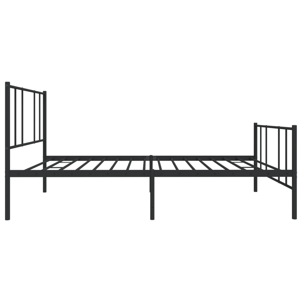 Metal Bed Frame without Mattress with Footboard Black 107x203cm