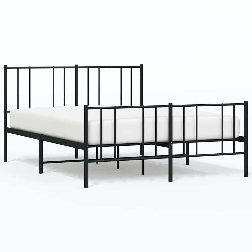 Metal Bed Frame without Mattress with Footboard Black 120x190cm