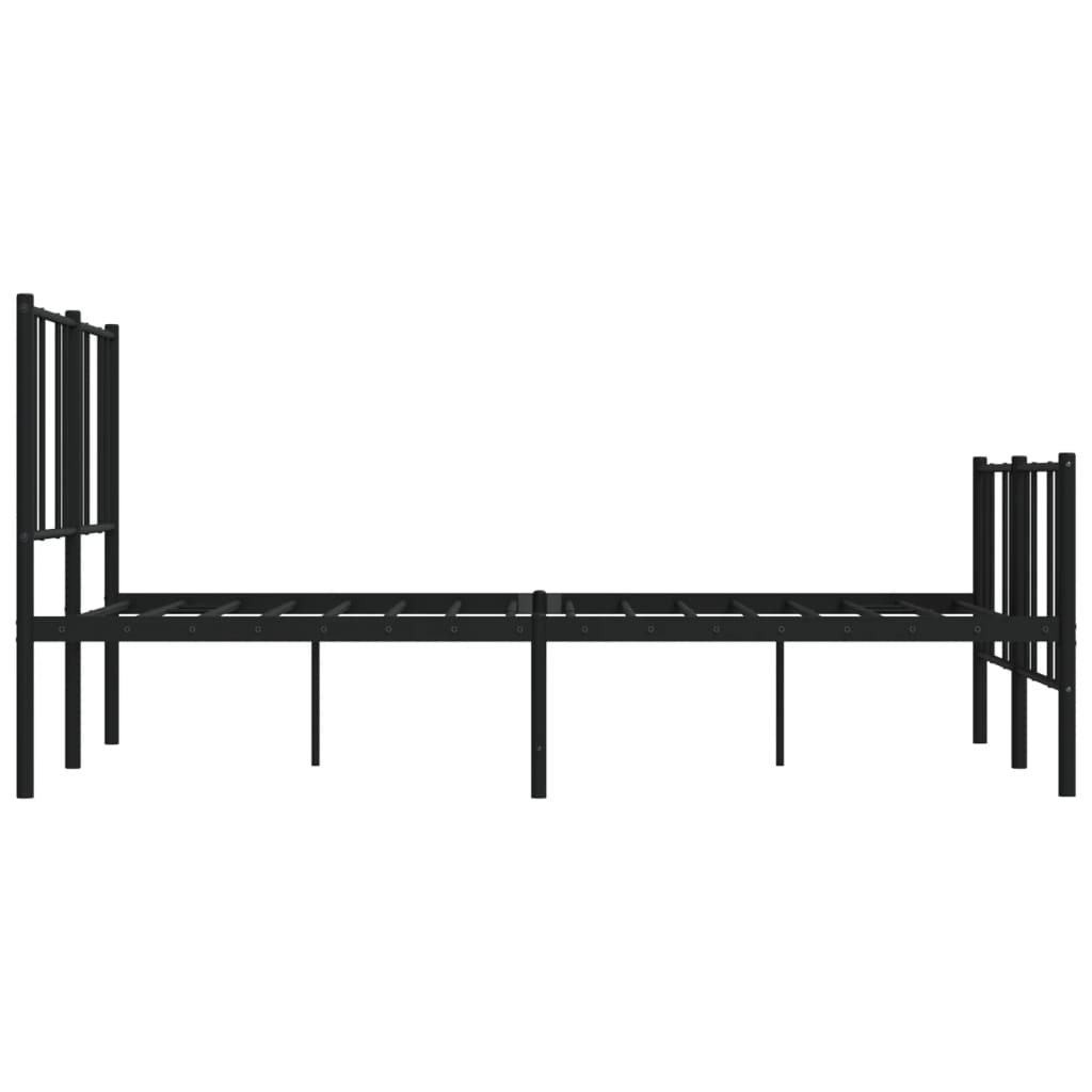 Metal Bed Frame without Mattress with Footboard Black 120x190cm