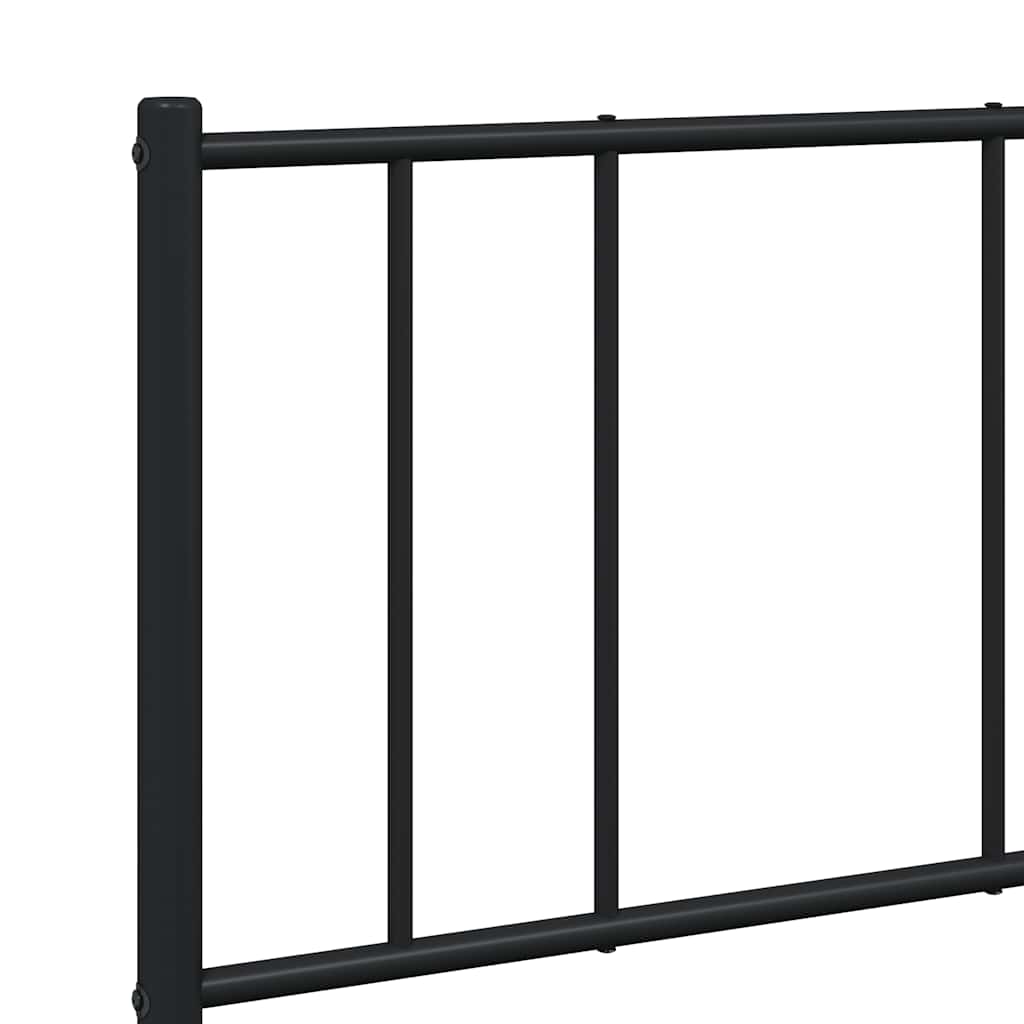 Metal Bed Frame without Mattress with Footboard Black 120x190cm