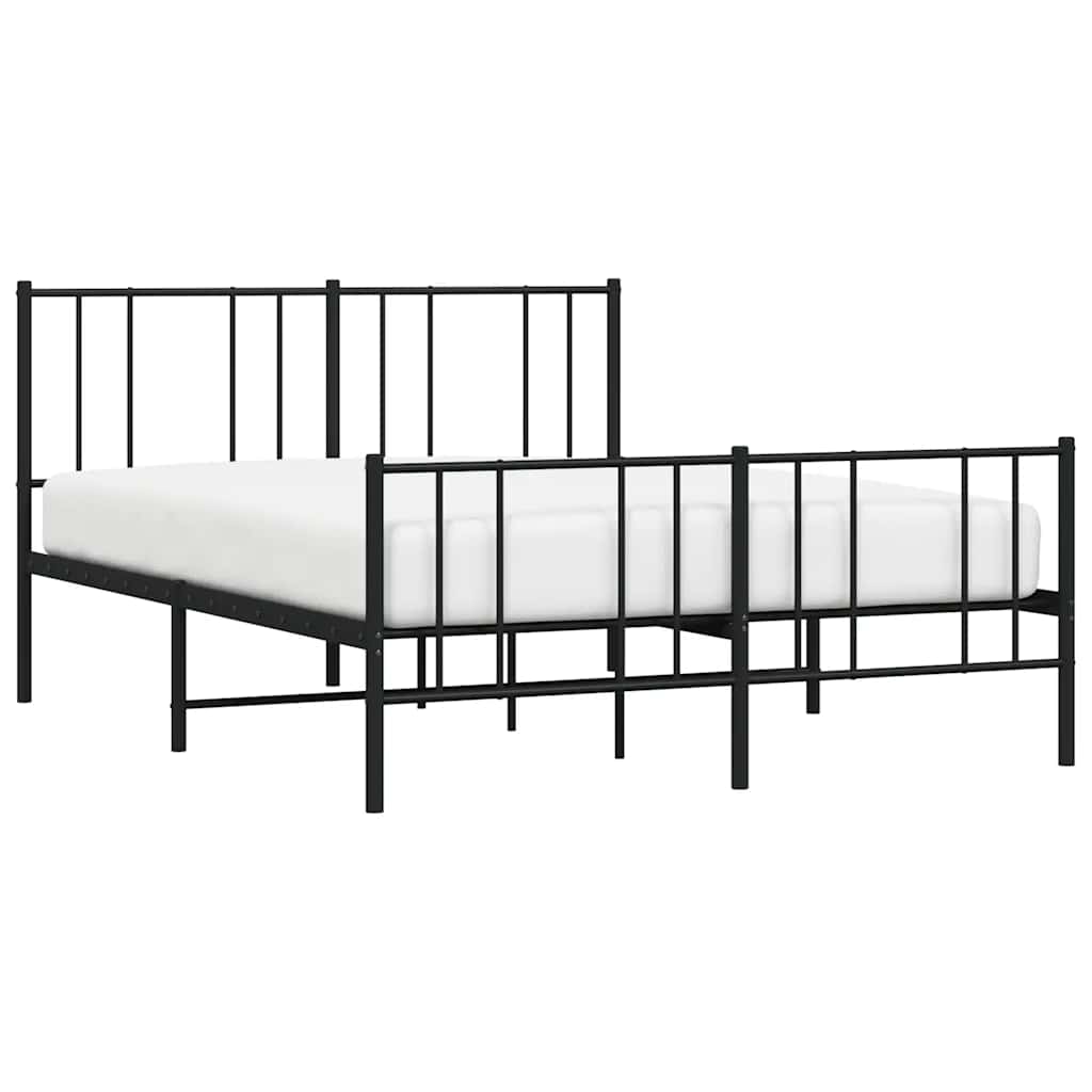 Metal Bed Frame without Mattress with Footboard Black 120x200cm
