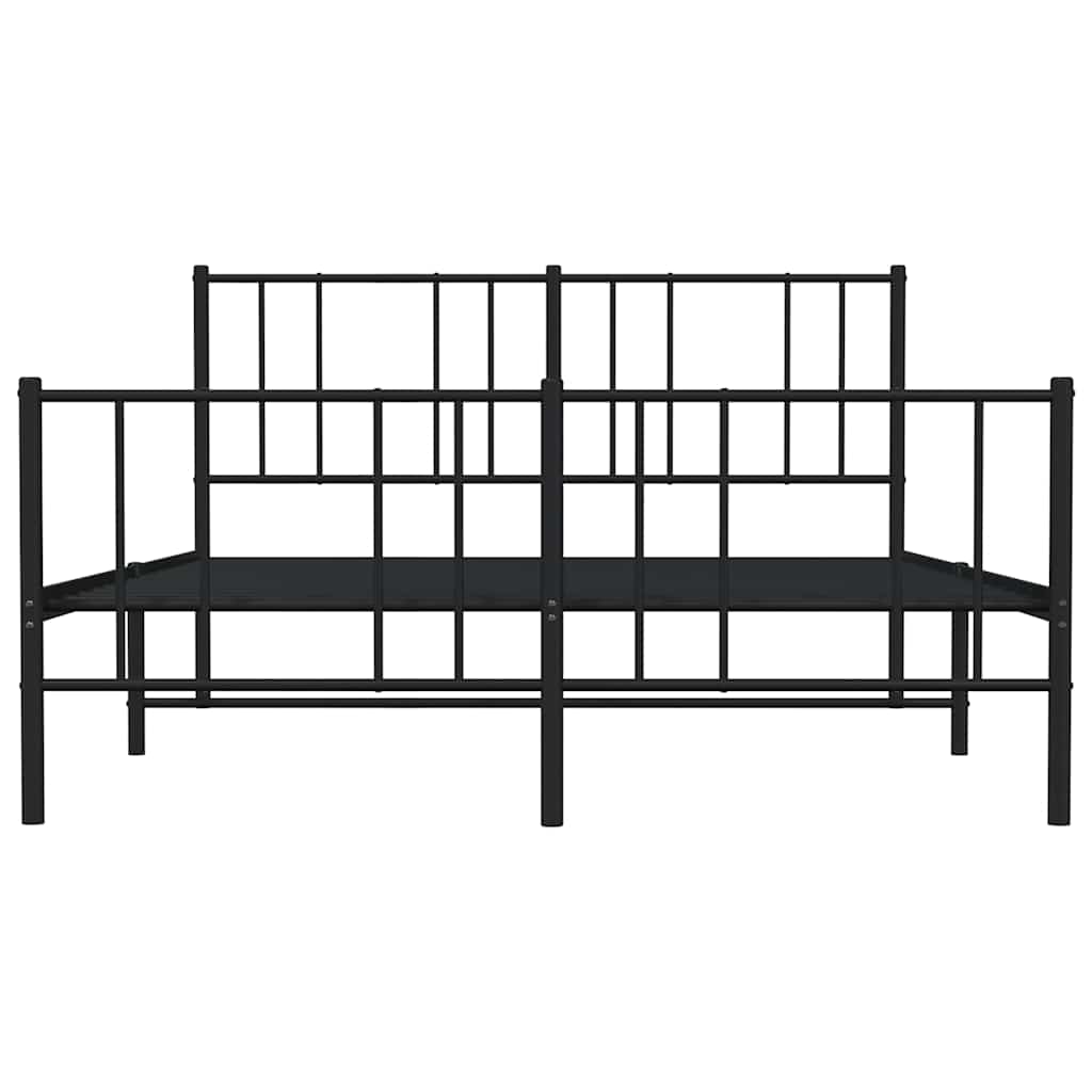 Metal Bed Frame without Mattress with Footboard Black 135x190cm