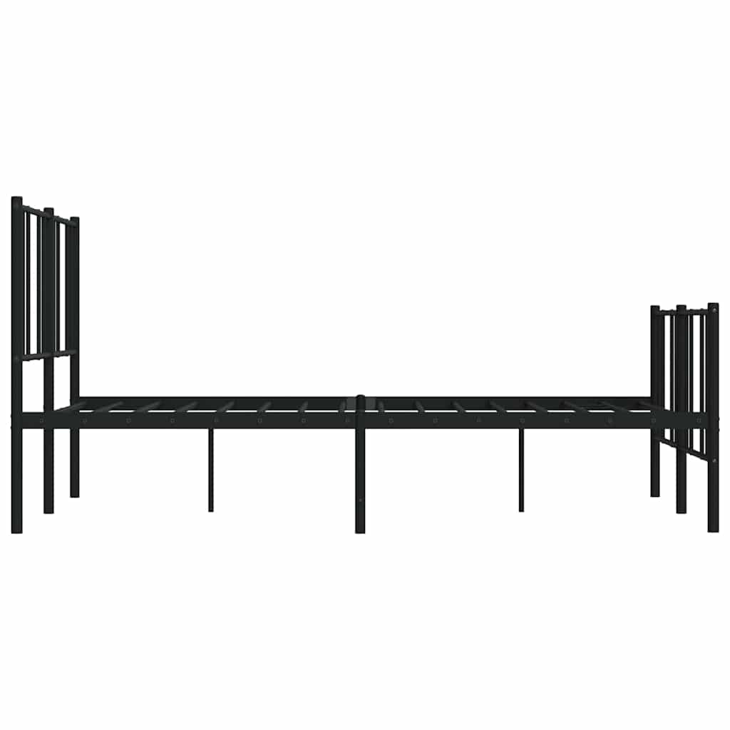 Metal Bed Frame without Mattress with Footboard Black 135x190cm