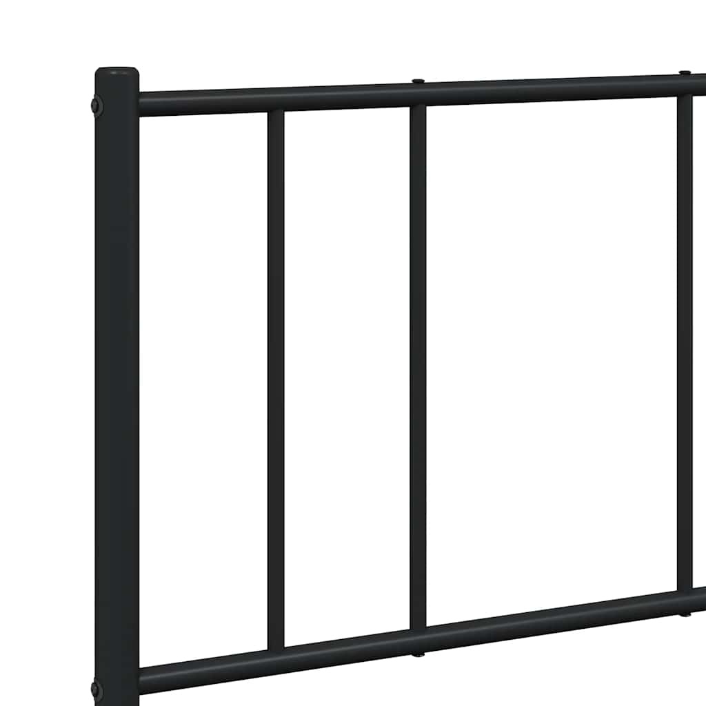 Metal Bed Frame without Mattress with Footboard Black 135x190cm