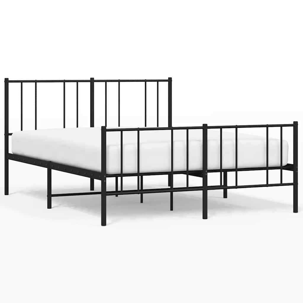 Metal Bed Frame without Mattress with Footboard Black 140x190cm