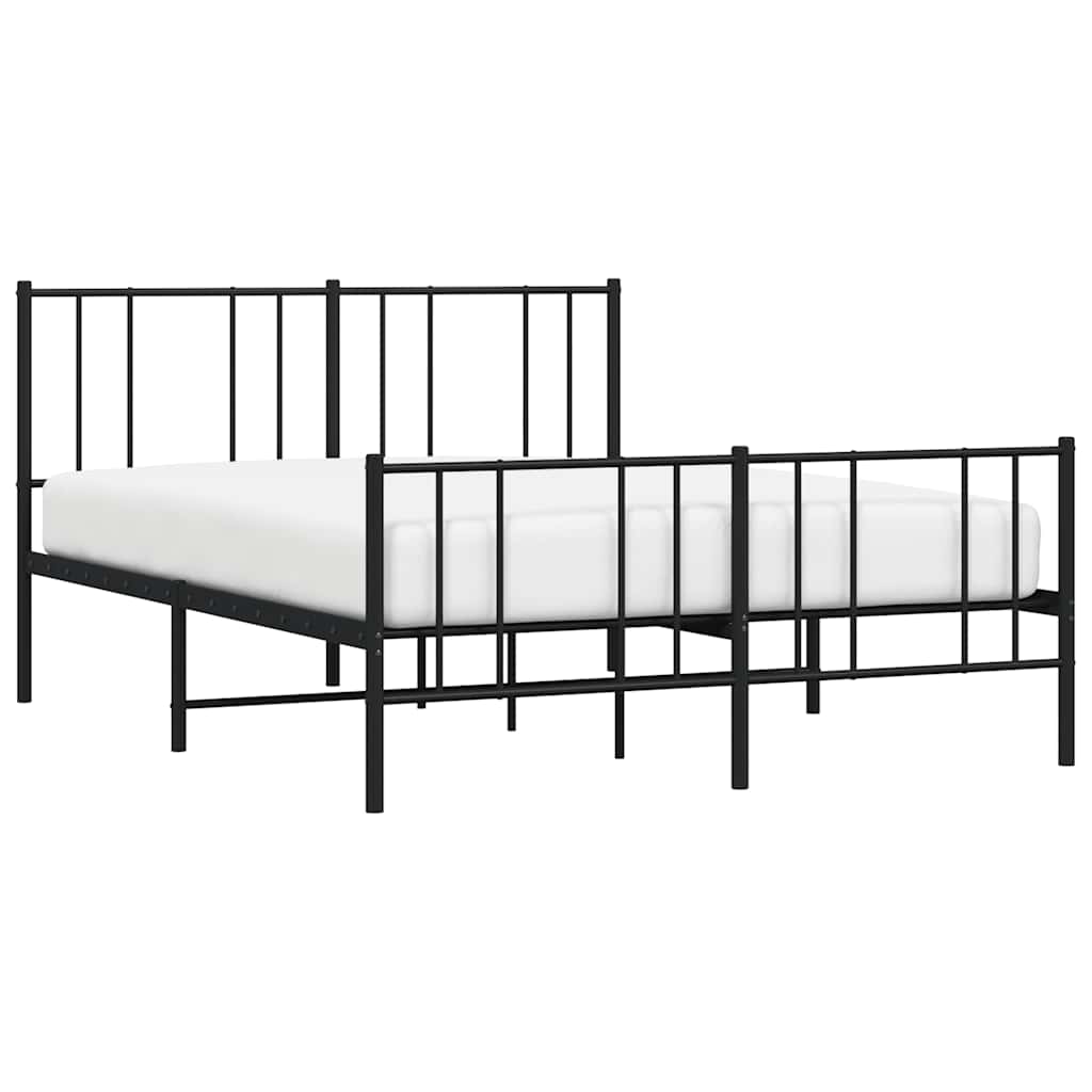 Metal Bed Frame without Mattress with Footboard Black 140x190cm