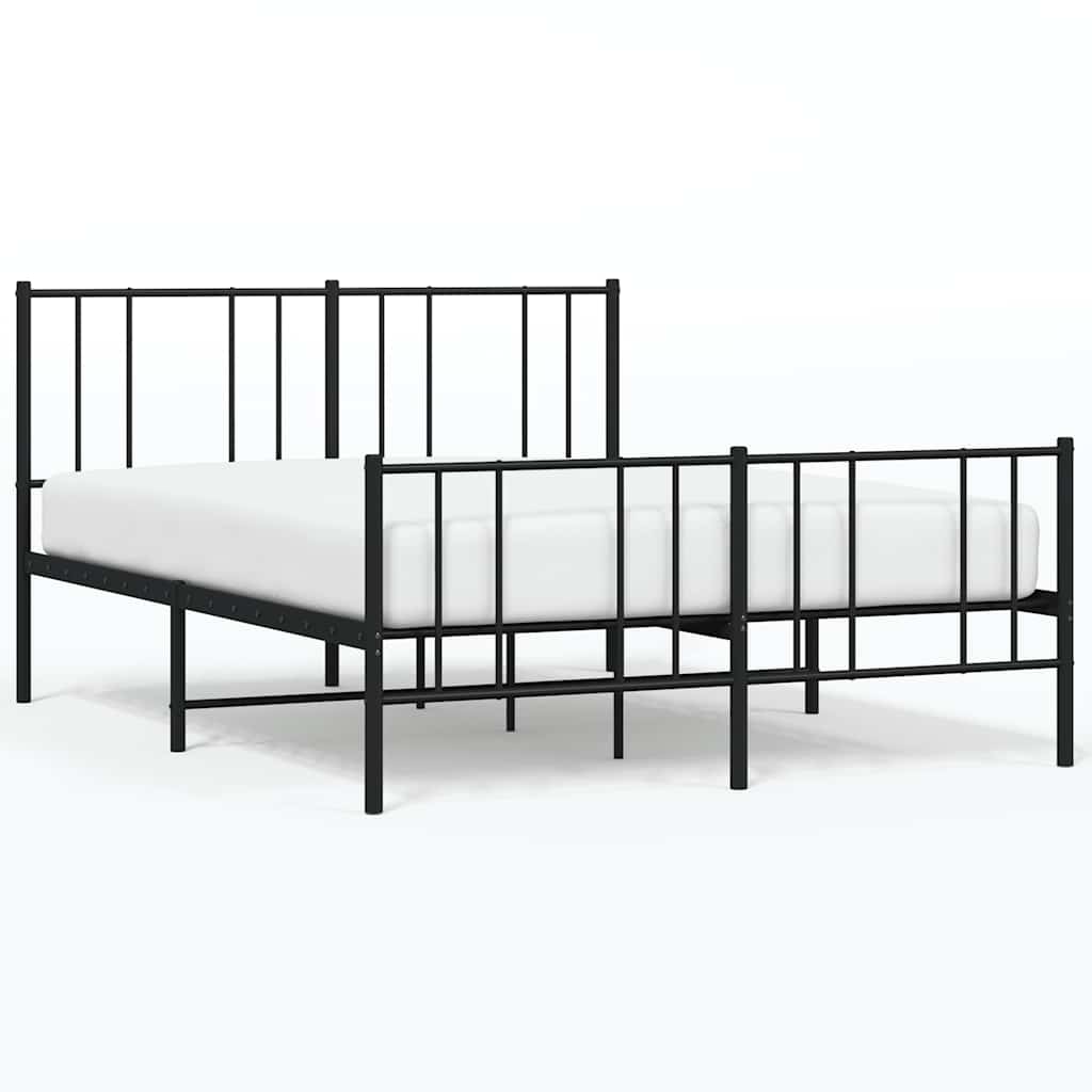 Metal Bed Frame without Mattress with Footboard Black 140x200cm