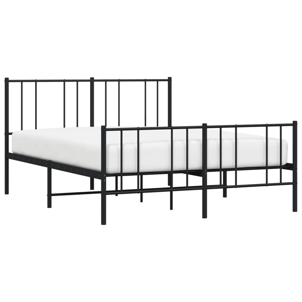 Metal Bed Frame without Mattress with Footboard Black 140x200cm