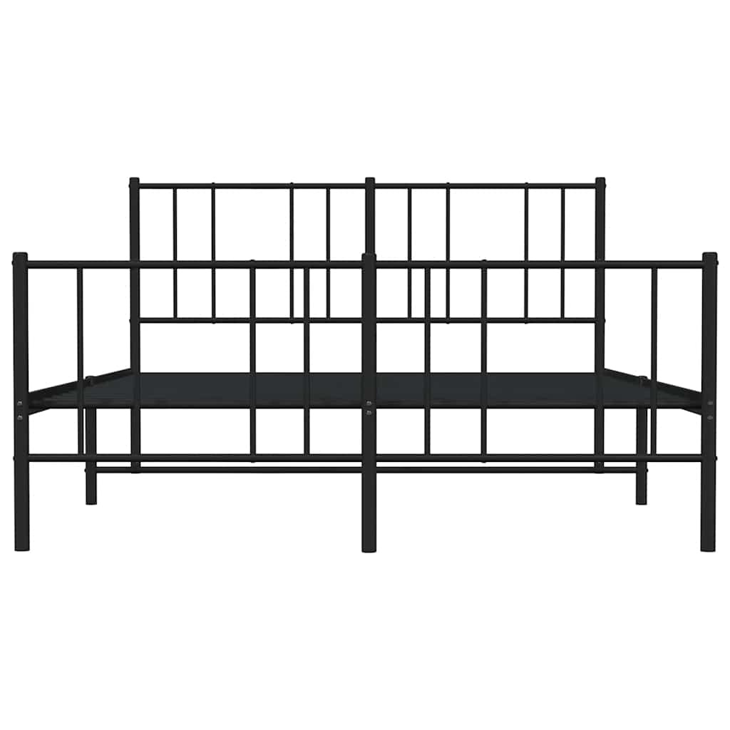 Metal Bed Frame without Mattress with Footboard Black 140x200cm