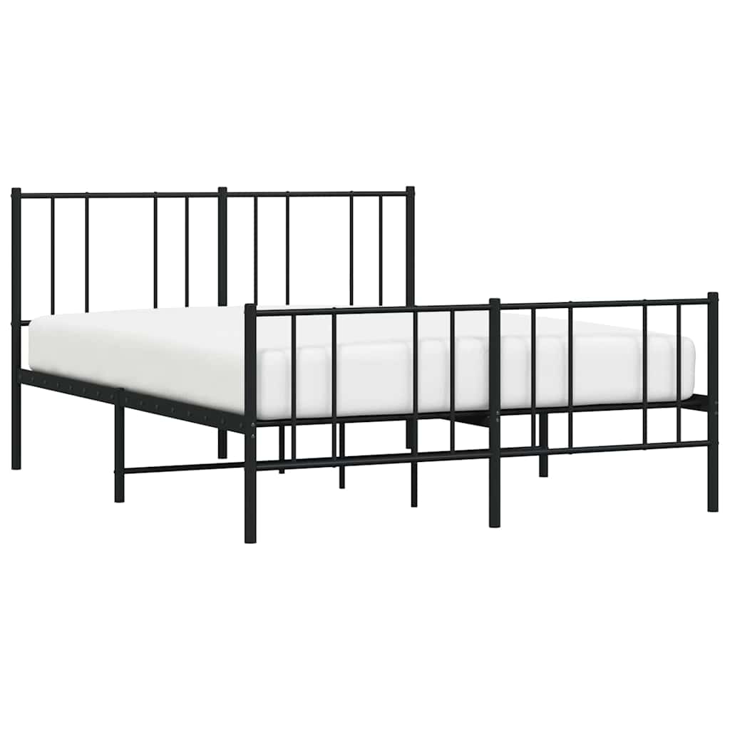 Metal Bed Frame without Mattress with Footboard Black 150x200cm