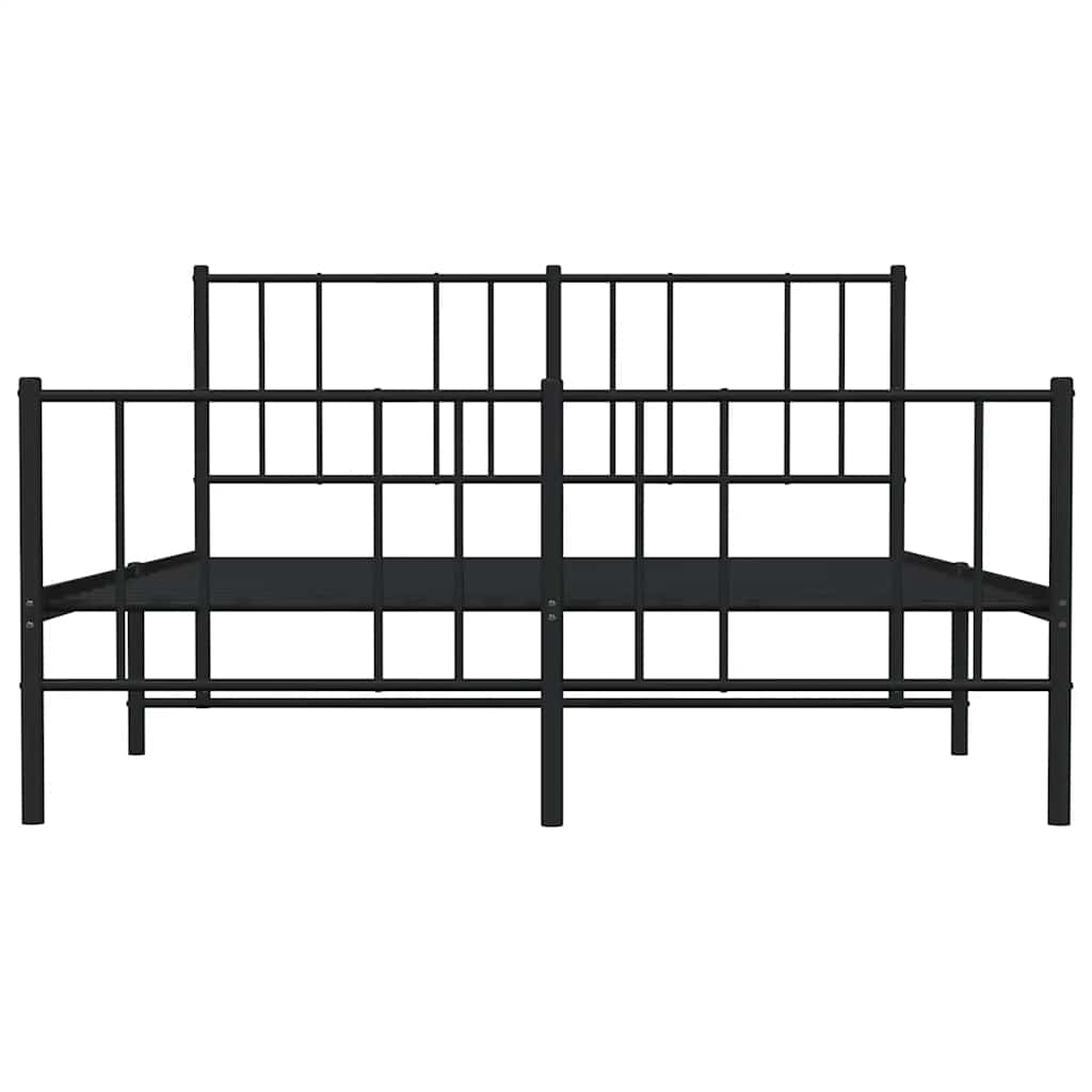 Metal Bed Frame without Mattress with Footboard Black 150x200cm