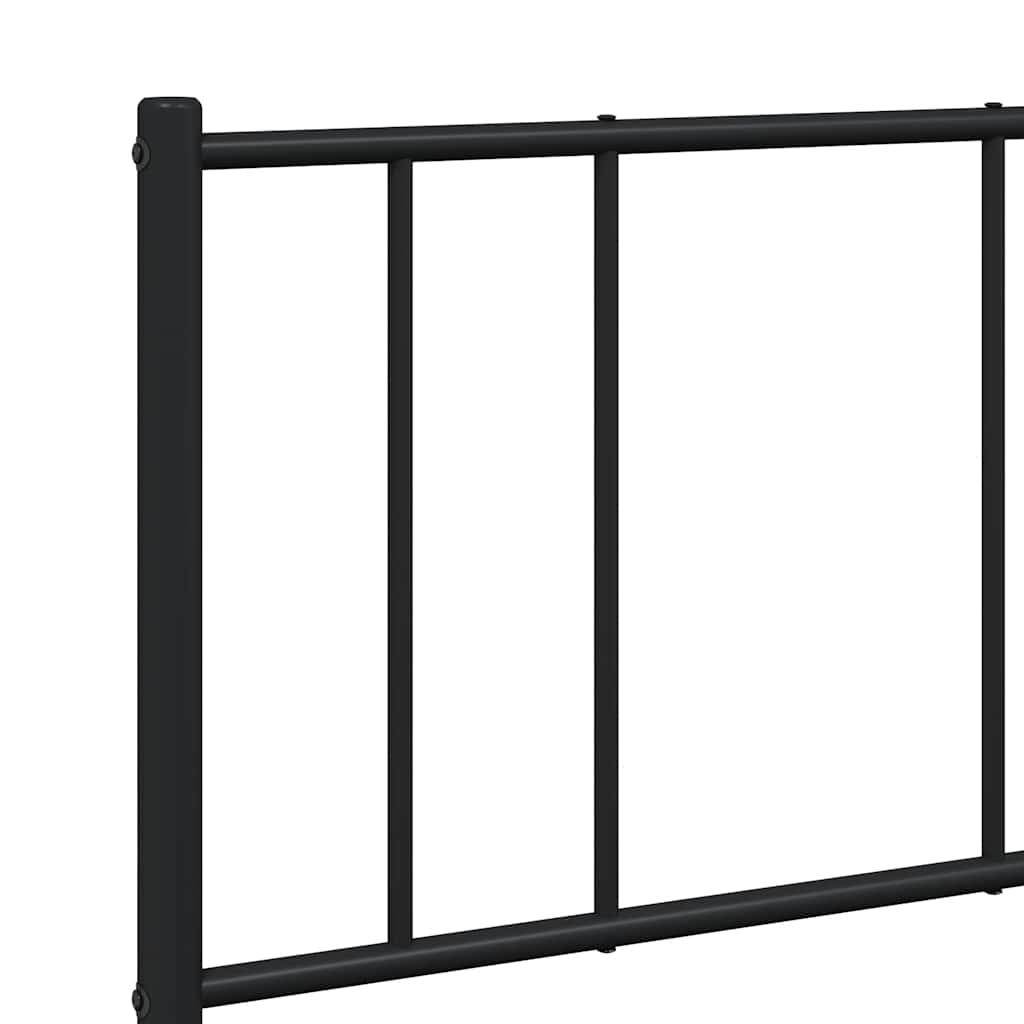 Metal Bed Frame without Mattress with Footboard Black 150x200cm