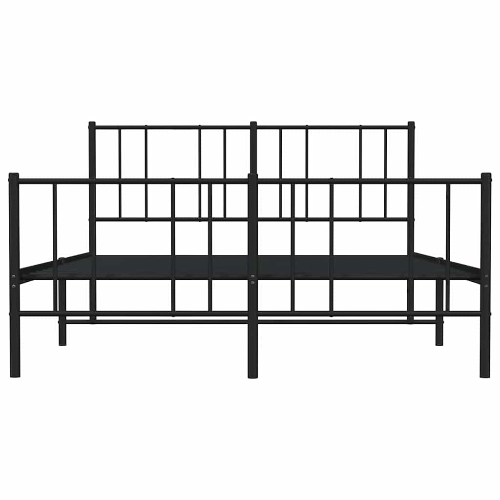 Metal Bed Frame without Mattress with Footboard Black 160x200cm