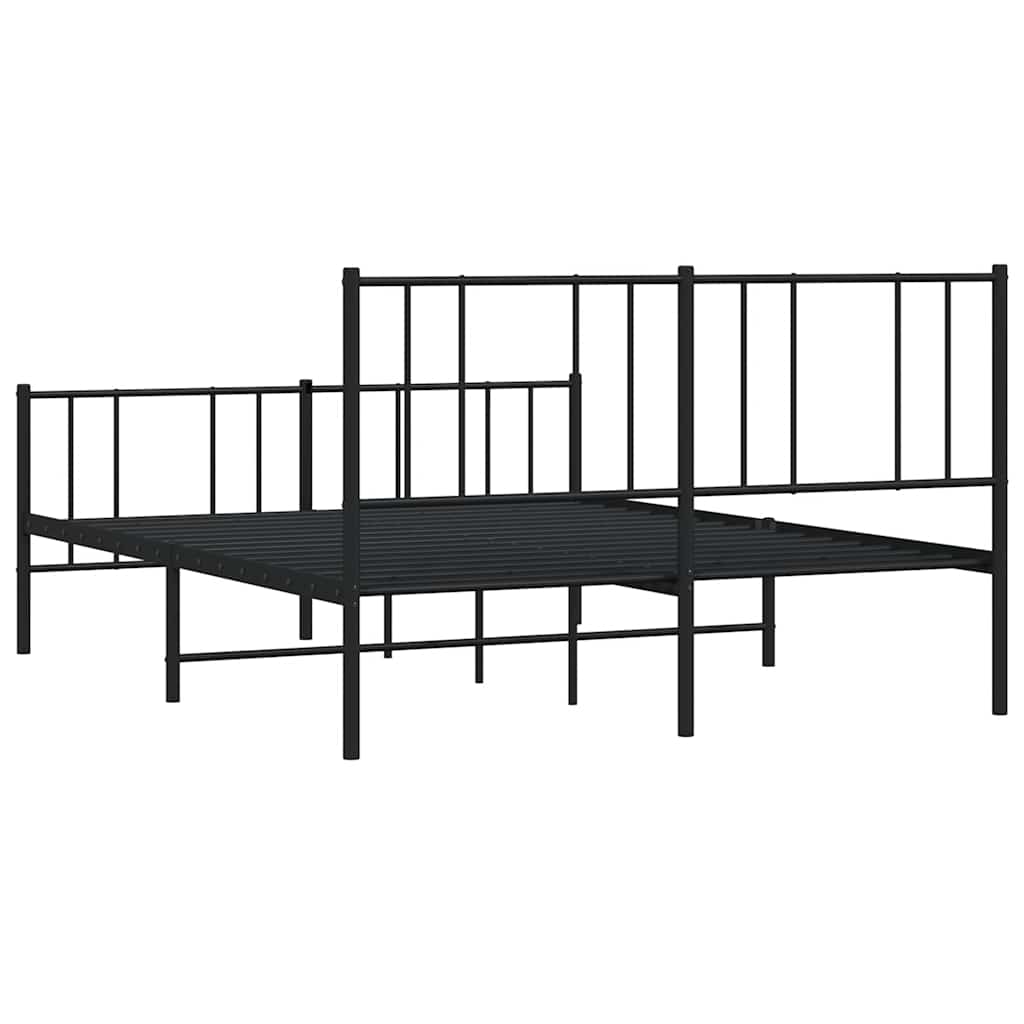 Metal Bed Frame without Mattress with Footboard Black 160x200cm