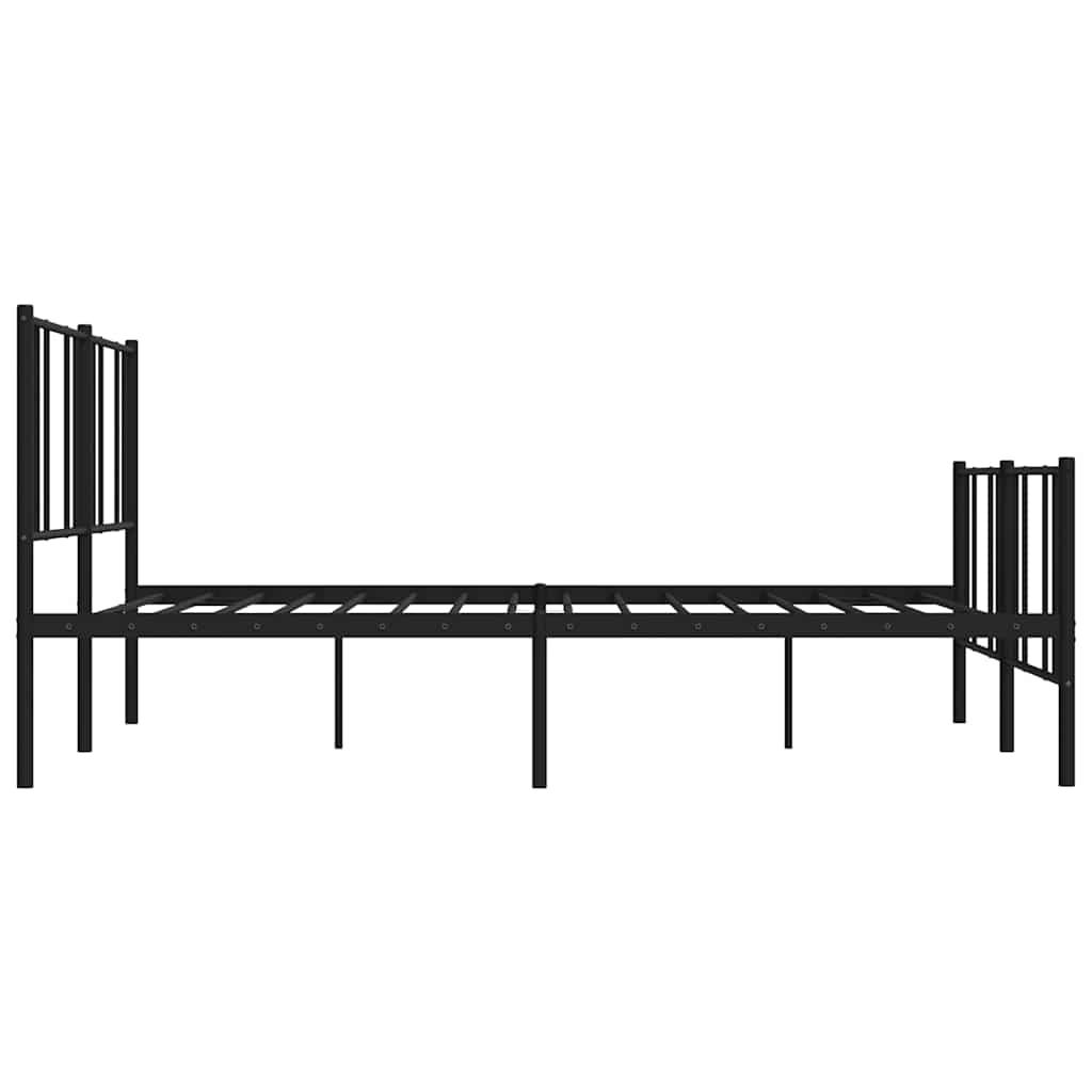 Metal Bed Frame without Mattress with Footboard Black 180x200cm
