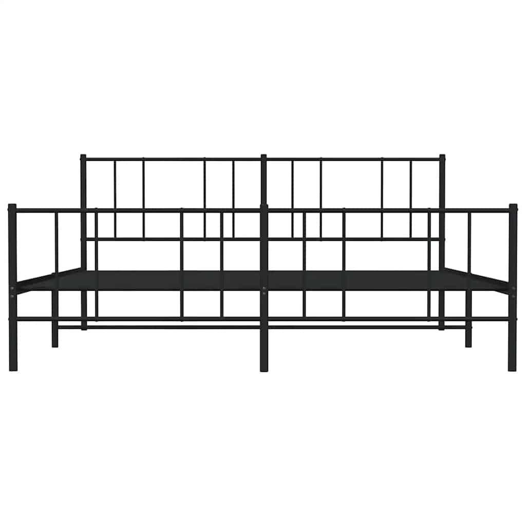 Metal Bed Frame without Mattress with Footboard Black 183x213cm