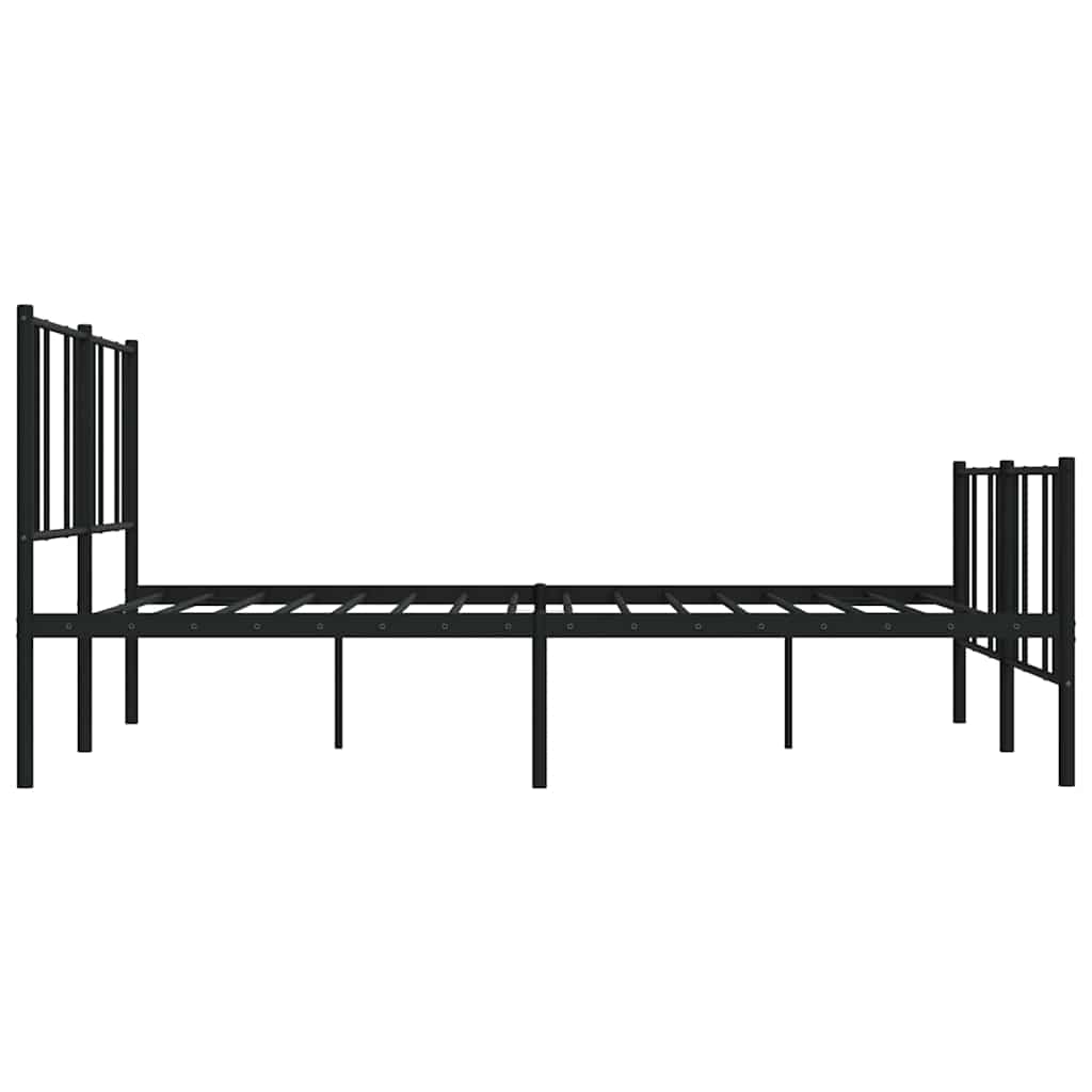 Metal Bed Frame without Mattress with Footboard Black 183x213cm