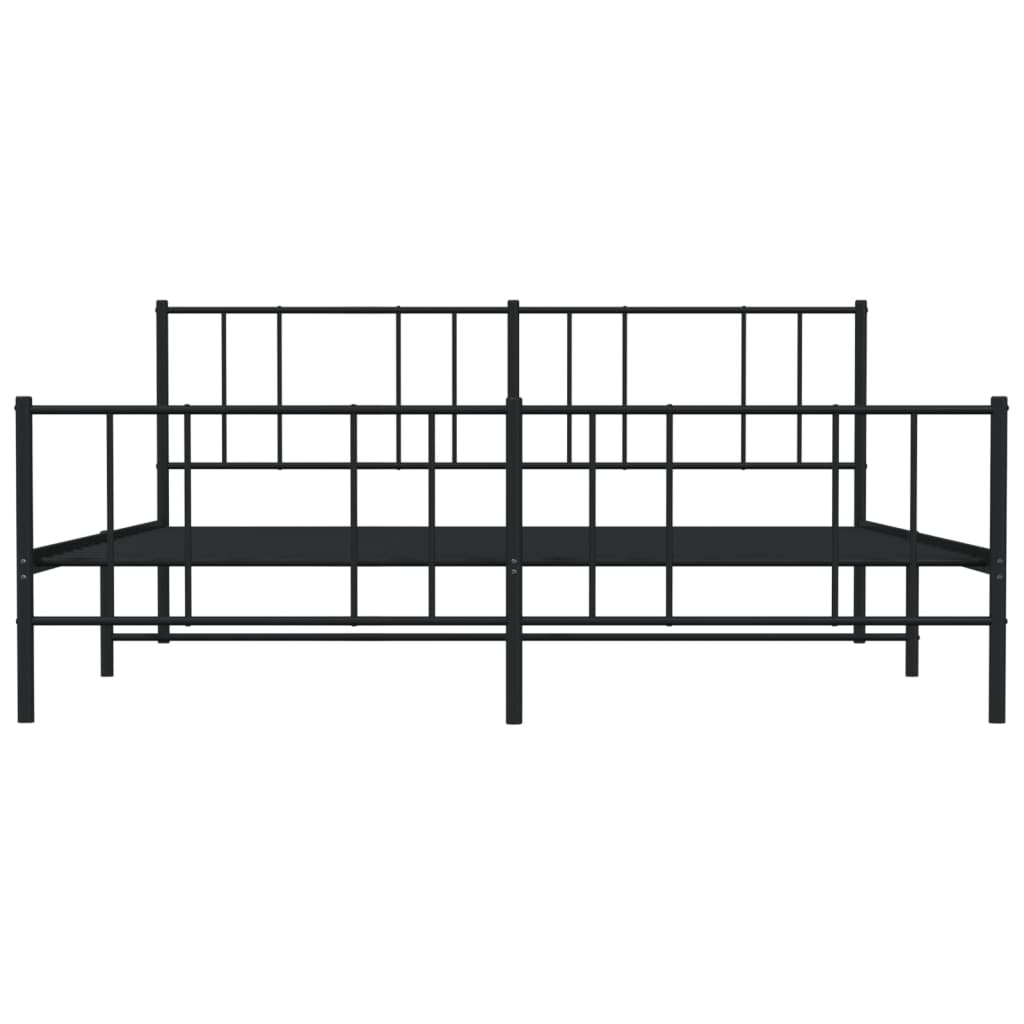 Metal Bed Frame without Mattress with Footboard Black 200x200cm