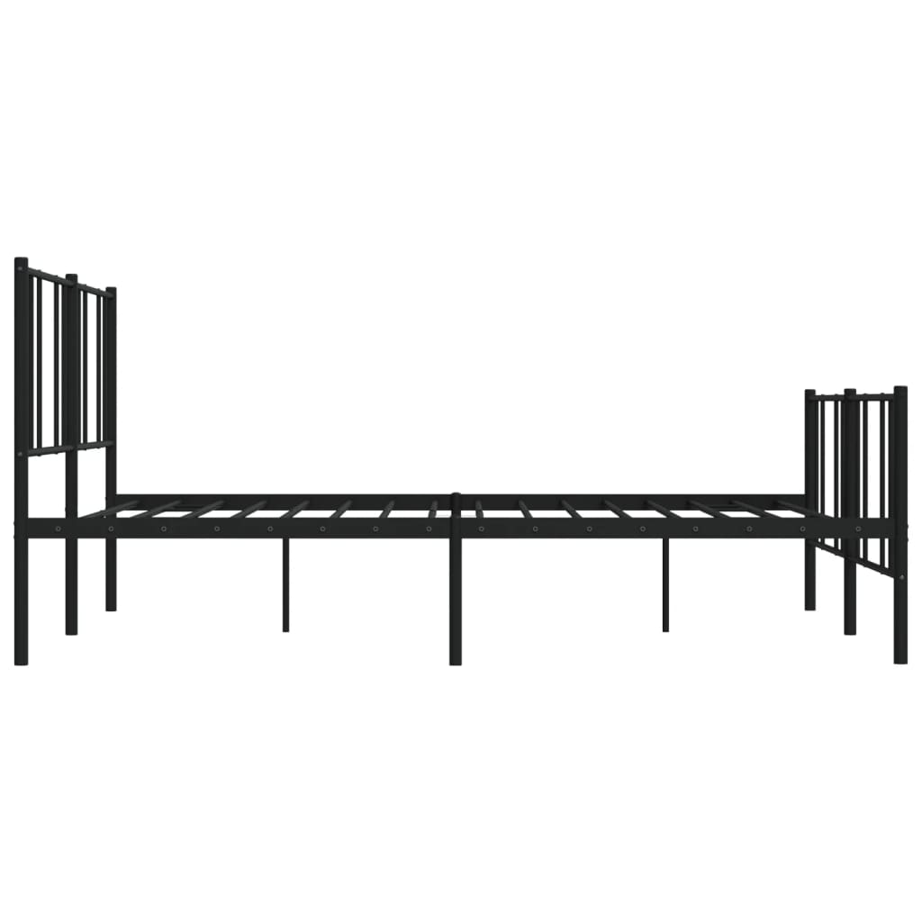 Metal Bed Frame without Mattress with Footboard Black 200x200cm