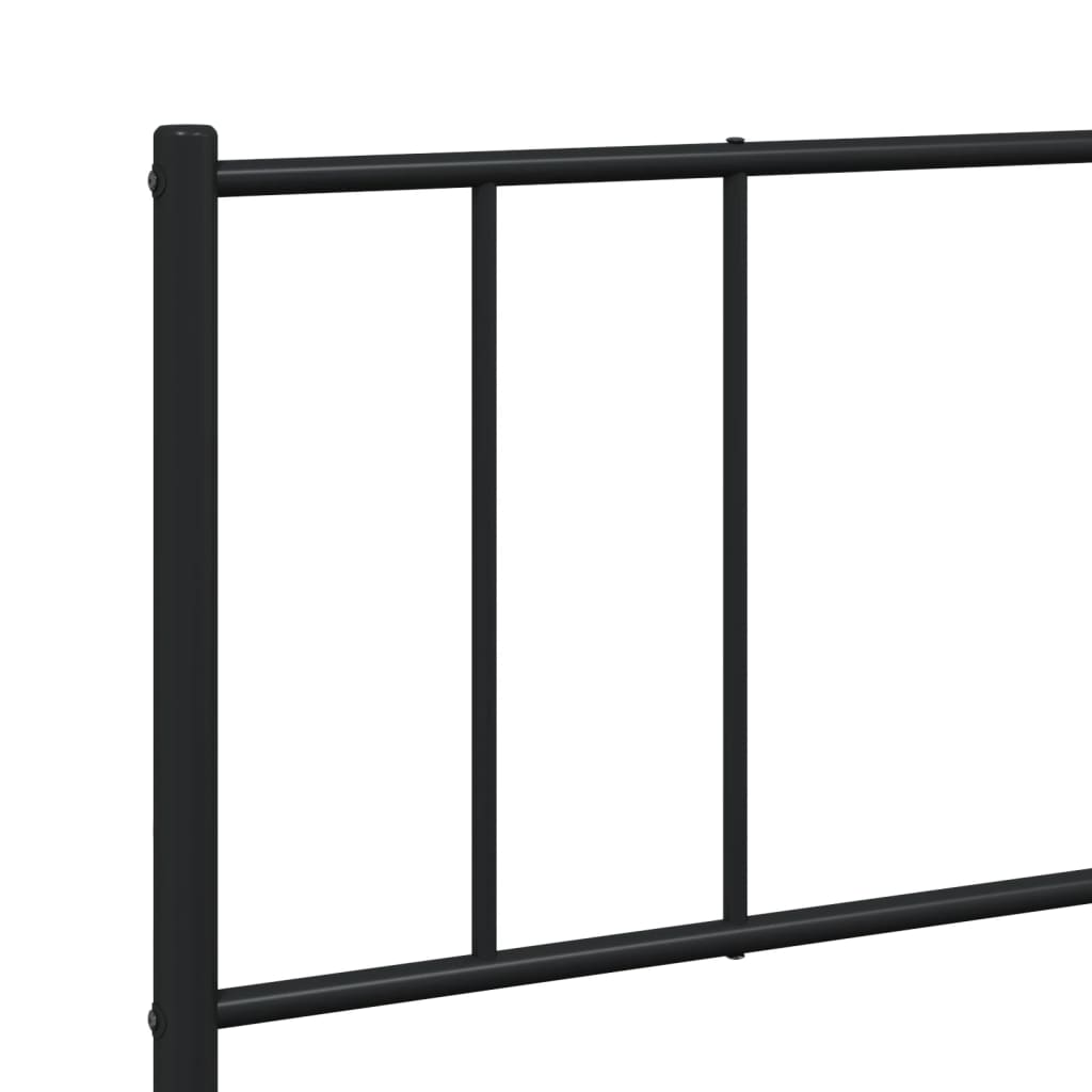 Metal Bed Frame without Mattress with Footboard Black 200x200cm
