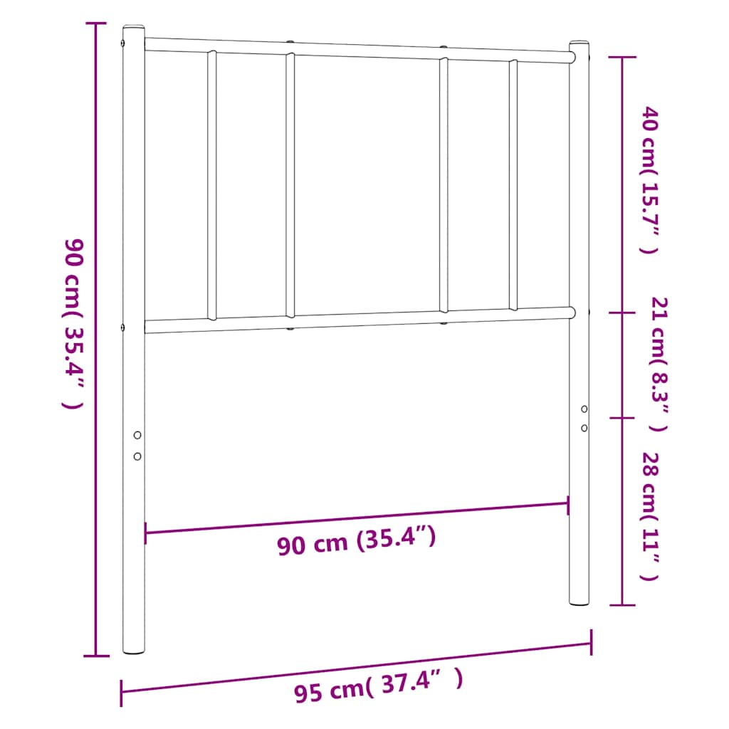 Metal Headboard Black 90 cm