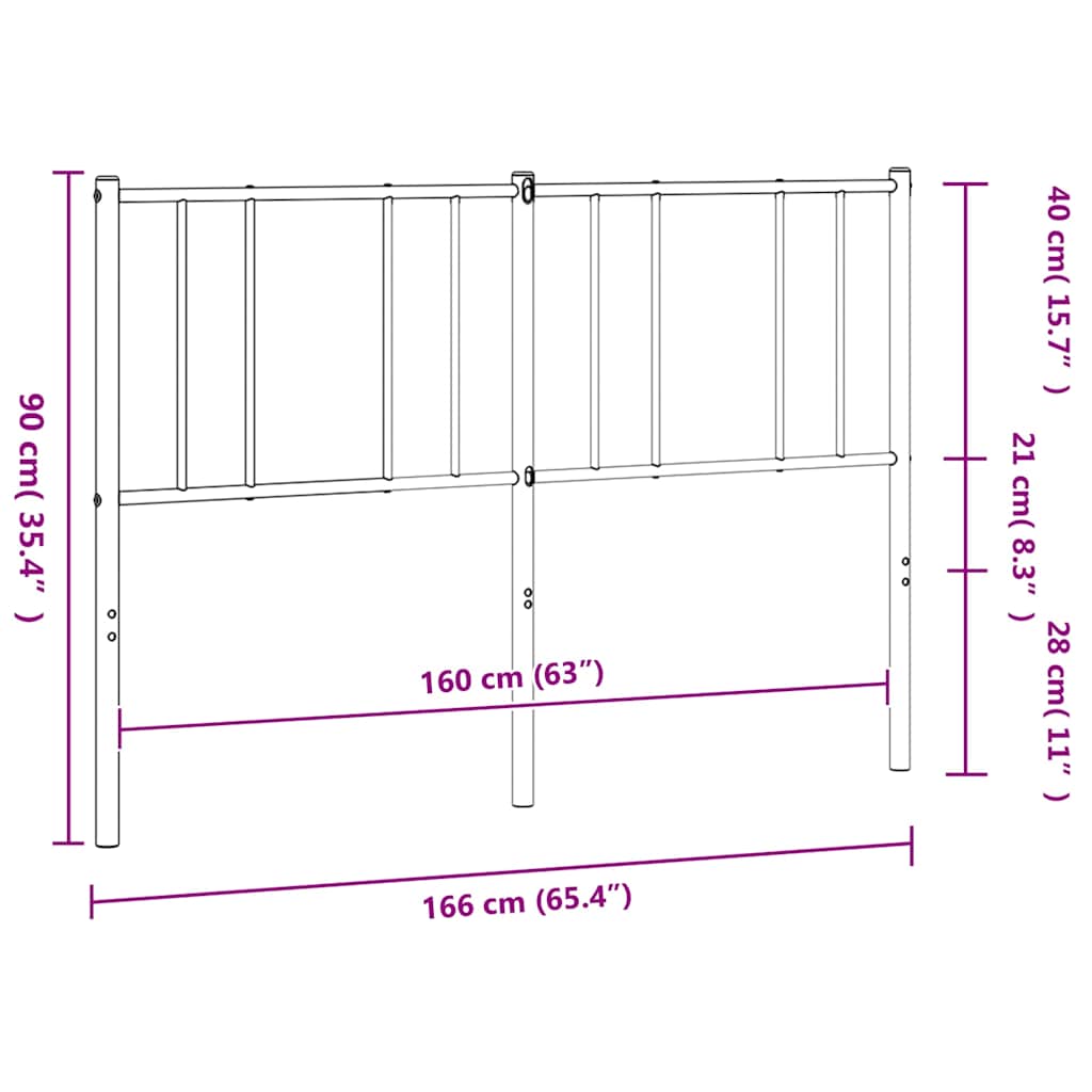 Metal Headboard Black 160 cm