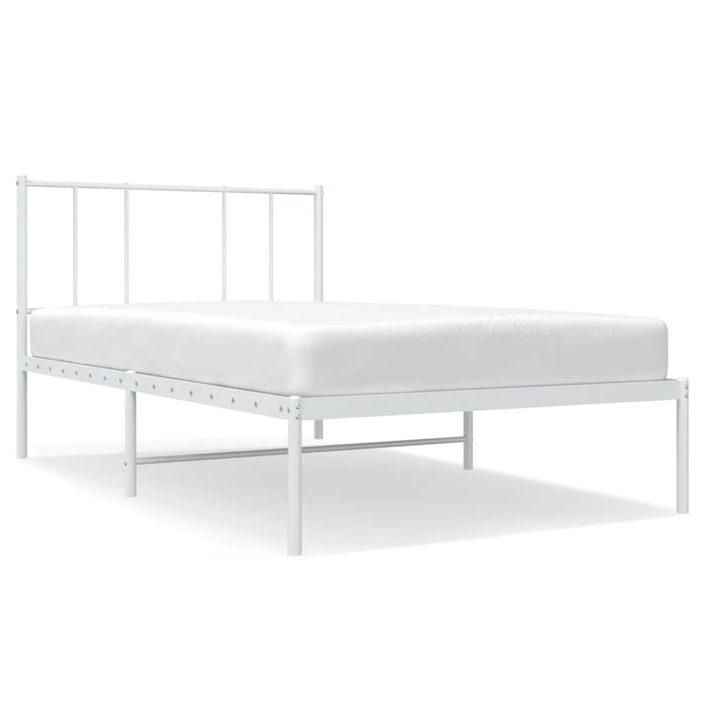Metal Bed Frame without Mattress with Headboard White 80x200cm